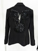 Designer Suit Set Women's Gauze Patchwork Beaded Blazer Chiffon Pants 2cs Set