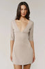 Deep V Neck Half Sleeve Sexy Mini Dress Women Elegant Bodycon Ruched Club Party Dress Female Clubwear Dresses