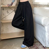 Autumn Women Hip Hop Style Baggy High Waisted Long Pants Lady Versatile Streetwear Solid Color Drawstring Wide Leg Trousers