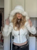 Chic Fur Collar Hooded Women's Cotton Jacket Solid Zipper Slim Waist Pocket Warm Thick Coat Winter Autumn Female Outerwear