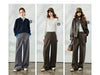 Women's Wide Leg Suit Pants Fall Drapey Seam Detail Tailored Office