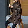 Women's Winter Parka Coat Versatile Lady Splicing Knitted Outerwear Temperament Casual Ladies Sweater Jacket