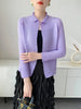 Yellow Pleated Women's Elastic Slim Cardigan Coat Autumn Outerwear Stand Collar Jacket 2DB3894