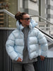 Women Solid Hooded Glossy Padded Jacket Long Sleeve Stand Zipper Fluffy Warm Coat Autumn Winter Chic Casual Street Jackets