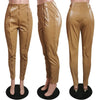 Women Faux Leather Zipper Splicing Pants Leggings High Waist Pencil PU Trousers Draped Streetwear Pants