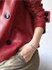 Autumn Winter Red Faux Leather Jackets Women Outwear Long Sleeves PU Leather Short Coats Outwear for Female