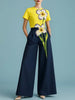 Women's High-Waisted Wide Leg Floral Printed Pants With Pockets Loose Casual Elegant Trousers Bottoms