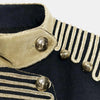 Retro Stand Collar Napoleon Slim Jacket Women Chic Navy Style Full Sleeve Gold Embroidered Coat Lady High Street Outwear