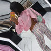 Colorful Striped Jeans Women's Long Pants Female High Street Low-waisted Pockets Denim Trousers Women's Holiday Outwear