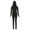 Sporty Casual 2 Piece Set Women Tracksuit Hooded Zip Crop Tops+Leggings Fitness Soft Stretch Streetwear Activity Suit