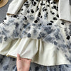 French Style Elegant Two Piece Sets Women Double Breasted Blazer Jacket + Mesh A-line Long Dress Korean Outfits