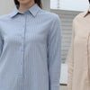 SS25 Women Stripe Blouse Maxi Dress with Removable Belt 100% Cotton