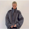 Women Stand Collar Spring Woolen Coats Single Breasted Loose Female Long Sleeve Jacket Office Lady Street Short Coat