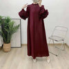 Wine Red Pleated Dress For Women Flower Sleeves Female Evening Party Elegant Clothing Ladies 2DB1827