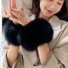1Pair Faux Fur Wrist Cuffs For Wool Coat Jackets Women's Arm Warmers Elastic Furry Wristbands Sleeves Cuffs Winter Wrist Cuff