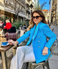 Women jacket Autumn Double Breasted Tweed Check Blazer Coat Vintage Long Sleeve Pockets Female Outerwear Chic