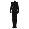 Women High Neck Cutout Back Stacked Ruched Bodycon Midi Maxi Dress Street Sexy Party Education Long Dresses Vestido
