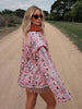 Y-neck Lace-up Cotton Coat Pink Floral Padded Jacket Loose Sweet Casual Japanese Cardigan Cotton-padded Coats Lady Warm Overcoat