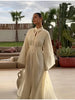Boho Vacation Kaftan Dress For Women Long Sleeved Dress With Belt Elegant Conservative Gowns Women's Clothes
