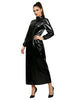 Women's Sexy Glossy Vinyl Metallic Dress Turtleneck Long Sleeve Shiny Clubwear for Rave Party Music Festival Night Out