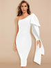 Bodycon Women Dress Sexy One Shoulder Long Sleeve Orange Black Blue Bow-Knot Wedding Evening Party Dresses Vestido