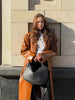 Brown Crocodile Embossed Faux Leather Trench Coat Lapel Single Breasted Straight Front Pockets Autumn Winter Fit Jacket