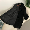 Elegant Faux Fur Collar Coat Women Winter Slim Patchwork Pocket Warm Trench Street Casual Long Faux Fox Fur Outerwear