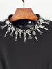 High Street Designer Party Vestido Women's Pearl Studded Diamond Long Dress