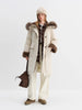 Women's Fur-Lined Down Parka with Wool Blending Mid-Length Winter Jacket for Winter Long Hooded Jacket