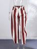 Colorful Striped Wide Leg Trousers Women Bohemian High Waist Multi-color Panelled Slim Straight Pants Lady Beachwear