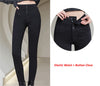 Button Fly Jeans High Waist Front for Women Tummy Control Stretch Denim Black Petite XS - 4XL Dress Pants With Pocket