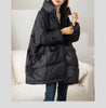 Lagabogy Winter Women White Duck Down Jacket Casual Loose Over Size Warm Parka Female Drawstring Hooded Puffer Coat