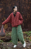 Winter Chinese Style Parkas For Women Bandage Plus Cotton Coats Long Sleeve Loose Pockets Vintage Cotton Parkas