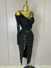 Chic Elegant Pin Split Sexy One Shoulder Bandage Long Dress Women Evening Party Club Birthday Dresses Vestidos