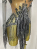Sexy Performance Stage Costume Sparkly Rhinestones Tassel See-Through Dress Women Bars Nightclub Party Latin Dance Dress