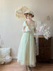Handmade Regency Empire Waist Lolita Gown Women Green Beaded Lace Formal Dress French Elegant Party Outfit Chic Retro