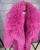 Colorful Women's Furry Coat Rose Pink Faux Fur Coat Suit Collar Autumn Winter Thick Cardigan Long Overcoat Chic 2DB5859