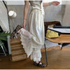 Women Pant Set Satin Lace Round Neck Puff Long Sleeve Button Front Drawstring Waist Blouse Cuffed Ruffle Hem Pants Elegant Suit