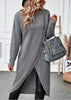 Womens Long Knitted Sweater Dress Autumn Winter Warm Fur Jumpers Casual Solid Loose Knit Midi Dress Lady Work Pullovers