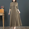 Autumn/Winter Women Knitted Dress Solid Loose Pullover Half High Collar Long Knitted Sweater Dress Female High-Quality