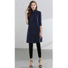 Women Pleated Single Breasted Dress Stand Theree Quarter Sleeve Tide Spring 2F0095