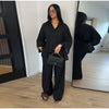 Navy Blue Bubble Tie Waist Maxi Dress Loose Flared Long Sleeve Spring Modest Women Shirt Dress Elegant Lady Vestidos