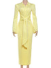Office Style Dress Women Shoulder Padded Zip Wrapped Bandage Full Sleeve Splits Elegant Solid Simple Long Bodycon