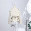 Women's Pink Belted Jacket Stand Collar Double Breasted Long Sleeve Slim Trench Coat Casual High Street Jackets