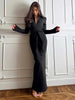 Lace Up Elegant Evening Dress Female Autumn Sexy Deep V Neck Long Sleeve Maxi Dresses Party Slim Commute Long Dress