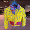Retro Reversible Quilted Padded Jacket Women Color Block Print Pocket Button Coat Autumn Winter Lady Outerwear