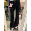 Black High Waist Bell Bottom Jeans Women's Autumn Slim Fit Stretch Small Size Bulletproof Denim Pants