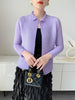 Yellow Pleated Women's Elastic Slim Cardigan Coat Autumn Outerwear Stand Collar Jacket 2DB3894