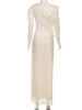Elegant Shawl Dress Women Classic Basics Ruched O-Neck Full Sleeve Chic Stretch Skinny Party Banquet Activity Outfits