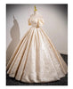 Champagne French Engagement Toast Dress, Bride's Evening Gown, Women's One Shoulder Coming of Age Princess Dress